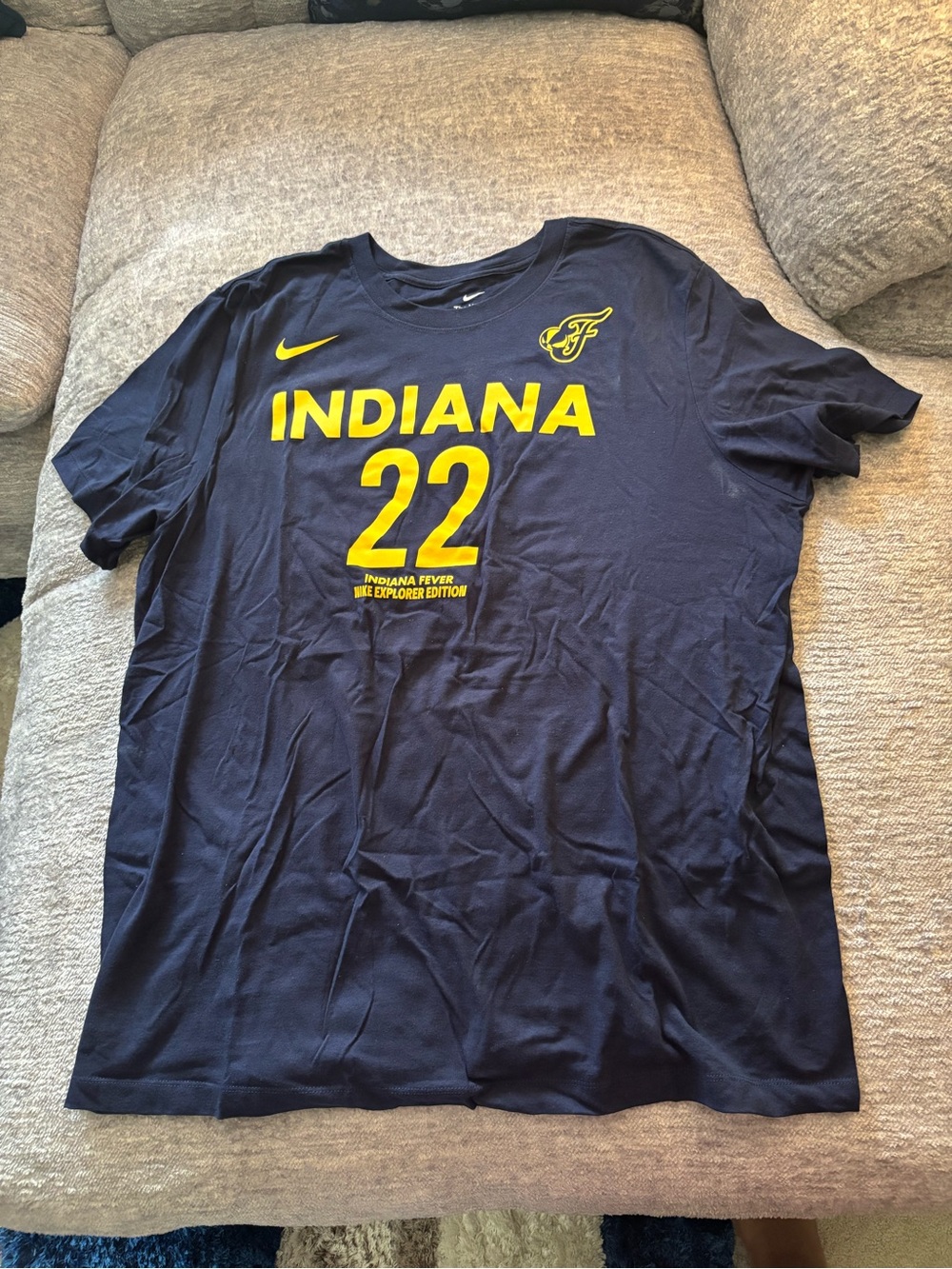Nike Navy Indiana Fever '22 Graphic Tee with Yellow Logo